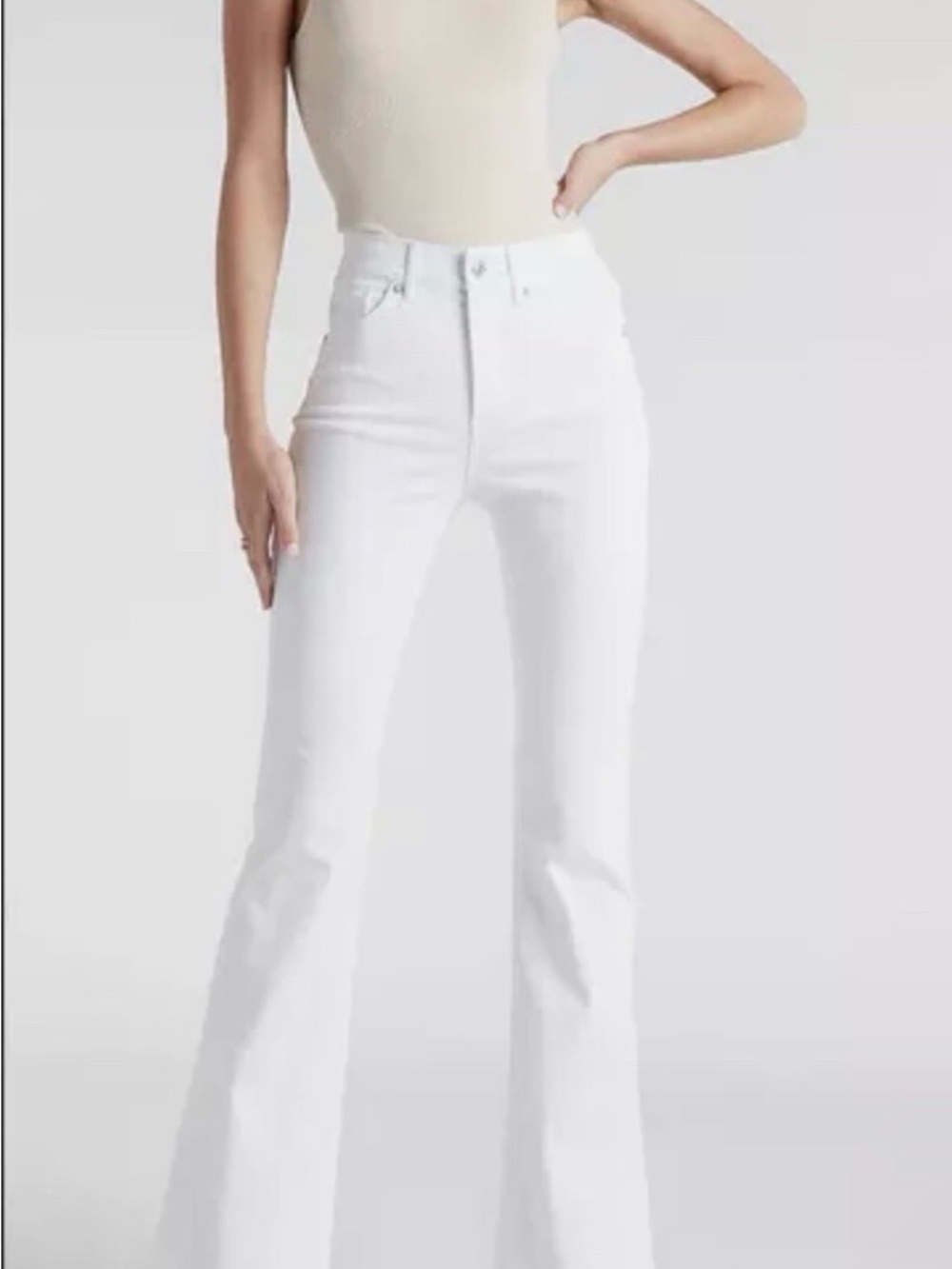 Frame Denim White High-Rise Flare Jeans